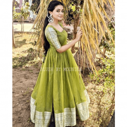 Green Color South Indian Anarkali Style Gown | South Indian Fashion Outfit |
